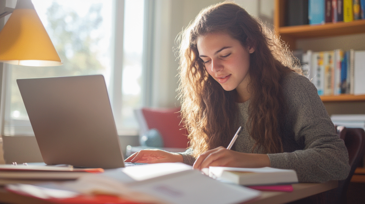 Une étudiante qui suit des cours particuliers